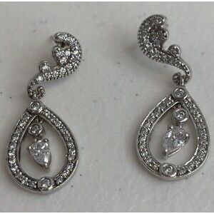 Sterling Silver & Cubic Zirconia Replica Wedding Earrings Kate Middleton Drop